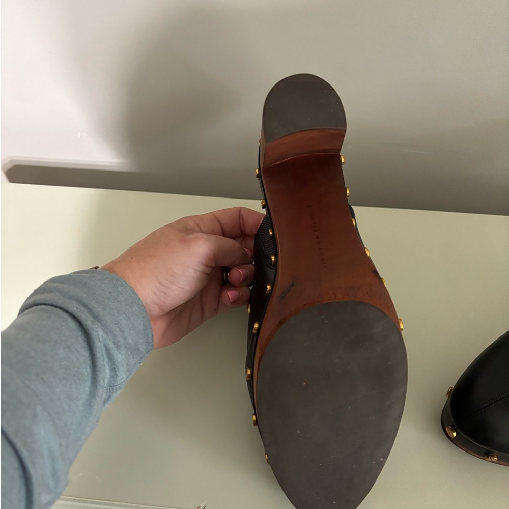 Veronica Beard Black Leather Studded Clogs - Picture 8 of 9